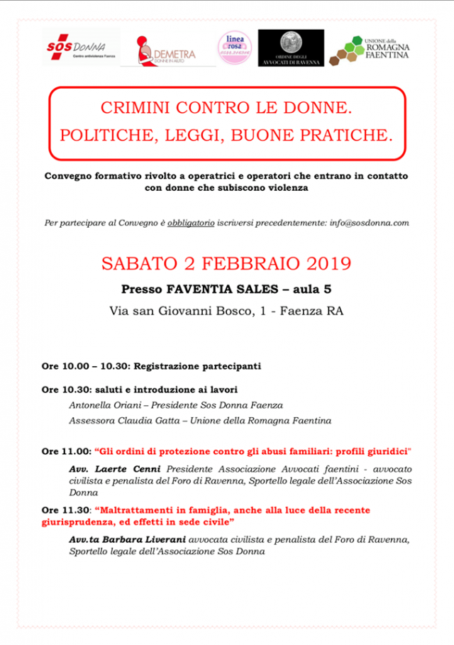 “Crimini contro le donne. Politiche, leggi, buone pratiche.”