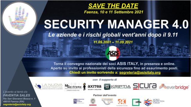 SECURITY MANAGER 4.0 – Le aziende e i rischi globali vent’anni dopo il 9.11