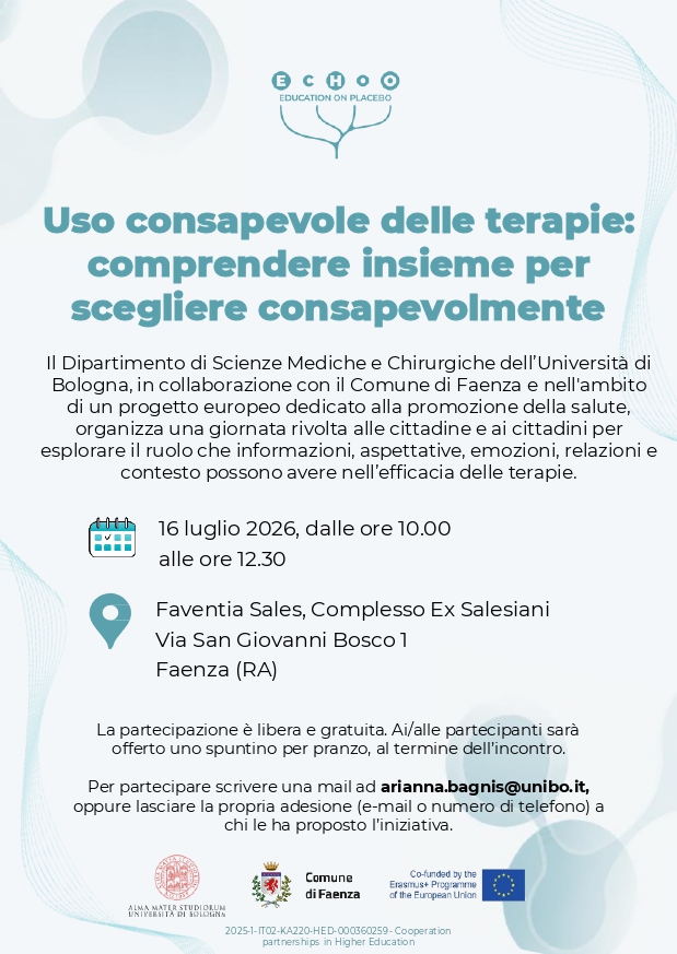Uso consapevole delle terapie: comprendere insieme per scegliere consapevolmente